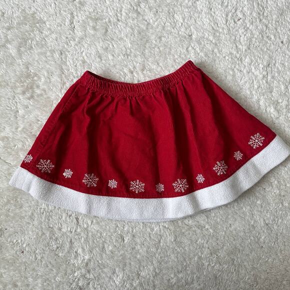 Hanna Andersson Red Corduroy Snowflake Skirt 100 4 4T Girls Christmas Holiday - Picture 2 of 6